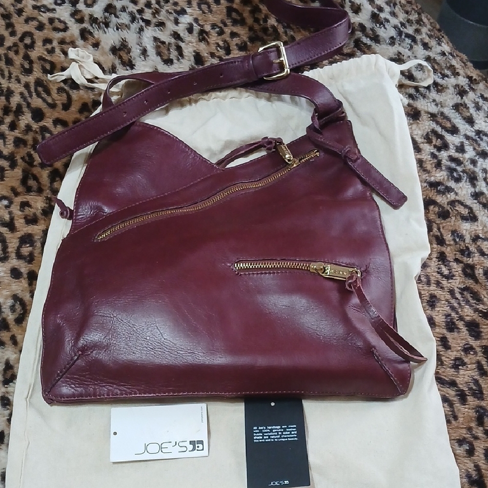 Joe's Jeans Dark Red Leather Shoulder Bag